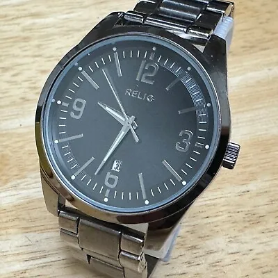 Relic Quartz Watch ZRT11011 Men All Black Steel Band Date Analog New Battery 7  • $25.19