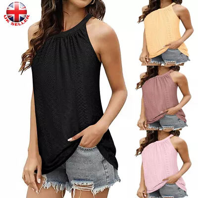 Womens Summer Halter Loose Vest Tank Tops Blouse Ladies Holiday Sleeveless Shirt • £10.43