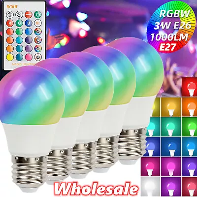 RGBW LED Light Bulb E26 E27 Color Changing Dimmable Lamp With Remote Control Lot • $229.99