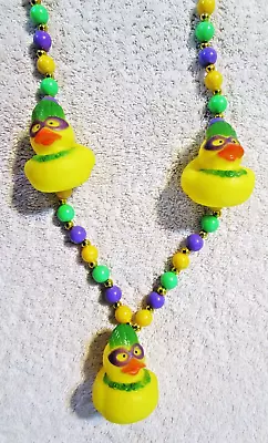 Festive  Mardi Gras Jester Yellow Rubber Ducks  Mardi Gras Necklace Bead (b262) • $7.50