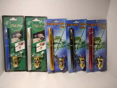 Lot Of 5 Mini Telescopic Pocket Pen Fishing Rod Portable Fly Reel Aluminum Alloy • $30