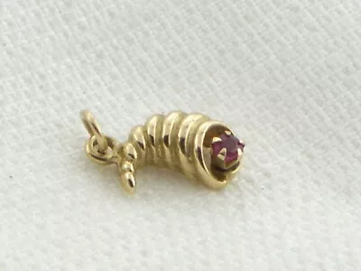 Vintage 14K Gold Cornucopia Spinel Pendant For Necklace Or Charm Horn Of Plenty • £114.85