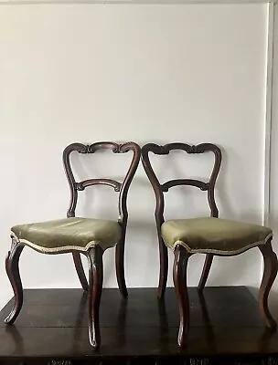 A Pair Of Victorian Mahogany Dining Bedroom Chairs. • £70