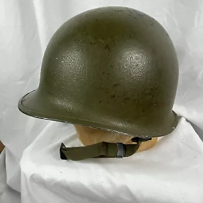 WWII Fixed Bale M-1 Helmet Restrapped Vietnam War • £221.18