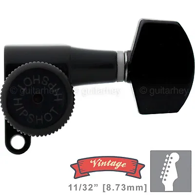 NEW Hipshot VINTAGE 6-in-Line Locking Tuners STAGGERED Small Buttons - BLACK • $69.95