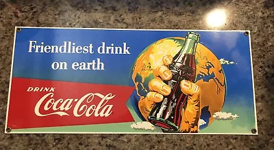 Vintage Porcelain Coca-Cola Sign (Friendliest Drink On Earth) • $39