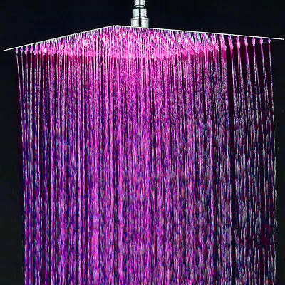 8 10 12 16  LED Shower Head Rainfall Square Top Sprayer For Shower Faucet • $45