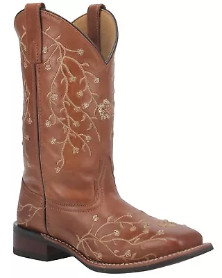 Laredo Women's Sequin Embellished Western Boot - Broad Square Toe Tan 6 1/2 M • $160.13