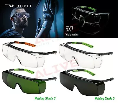 £18.19 • Buy Univet 5X7 Safety Glasses UV400 Protection Lens Fit Over Prescription Spectacles