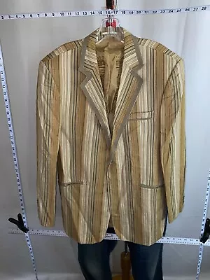 WILD 7 Diamonds Pin Stripe Garcia CtnLinen JACKET COAT Large L  • $25