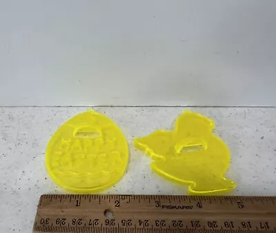 Vintage Amscan Yellow Plastic Easter Spring Cookie Cutters Easter Egg & Chick • $4.99