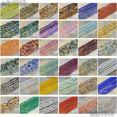 $4.99 • Buy 2mm 3mm 4mm Natural Gemstones Round Spacer Small Beads 15.5'' Jewelry Design