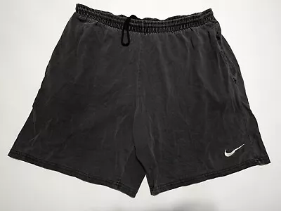 Vintage Nike Heavily Distresed Faded Black Sweat Shorts 90s USA Made Size Large • $9.99