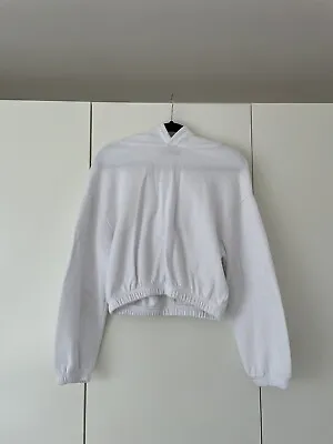 Zara White Crop Hoodie Size S • £15