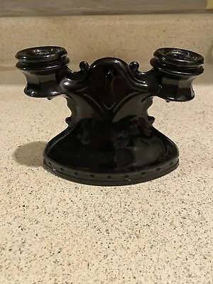 1930’s Vintage L.E. Smith Renaissance Revival Black Glass Candelabra • $18