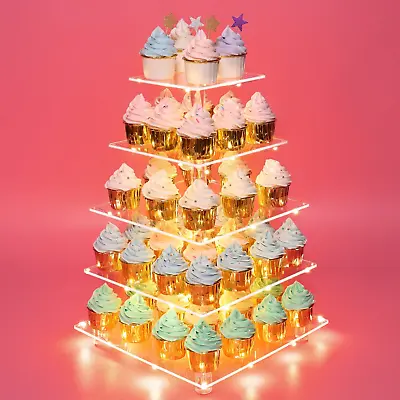 5 Tiers ACRYLIC Clear CAKE STAND Wedding Birthday Cupcake Display Cake Tower • $42.28
