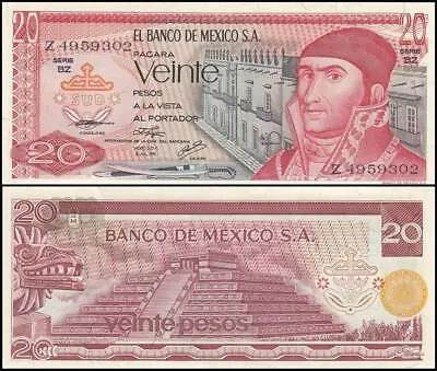 Mexico 20 Pesos 1976 Unc Pyramid Of Quetzalcoatlseries Bzj.morelos Y Pavon At  • $3