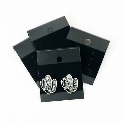 100 Black Earring Holder Jewelry Hanging Display Pvc Velvet Cards Hang Flocked • £7.98