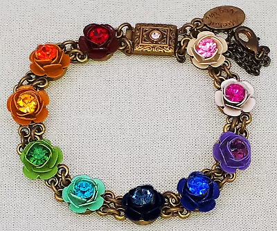 Michal Negrin Bracelet Multicolor Flowers Swarovski Crystals Rhinestones Roses • $89.25