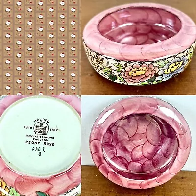 Vintage Maling Peony Rose Lustre Ware Small Round Bowl Pot Trinket Dish • £14.99