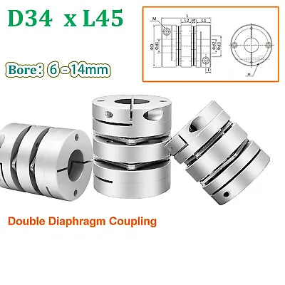 Servomotor Flexible Shaft Couplings Precision D34 Double Diaphragm CNC Coupler • $94.85