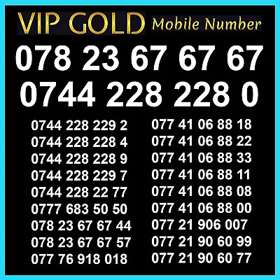 £10.99 • Buy VIP Gold Mobile Number SIM Card Platinum Easy Memorable Golden Numbers Diamond