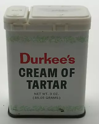 Vintage Durkee Spice Cream Of Tartar 3 Oz Spice Tin ~3/4 Full • $4.85