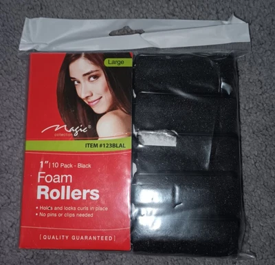 £7.99 • Buy 10pcs X Magic Black Sleep In Foam Hair Rollers Sponge Hair Curlers With Clip On 