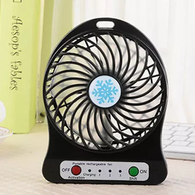 $9.97 • Buy New Black Mini Portable Rechargeable Fan USB Charging Fan Air Cooler LED A