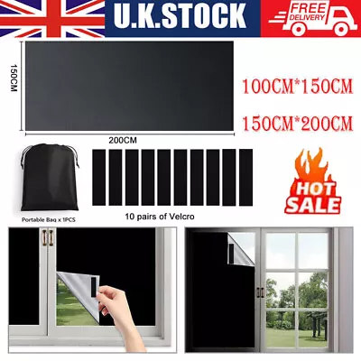 Portable Blackout Blind Window Thermal Insulated Kitchen Curtains Stick On DIY • £9.99