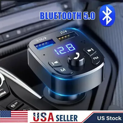 Bluetooth 5.0 Car Wireless FM Transmitter Adapter 2USB PD Charger AUX Hands-Free • $6.19