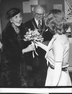 Queen Ingrid Receives Flowers By Connie Marx In... - Vintage Photograph 711302 • $14.90
