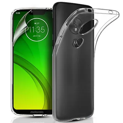 For Motorola Moto G7 / G7 Plus Clear Gel Phone Case Cover & Screen Protector • £3.49