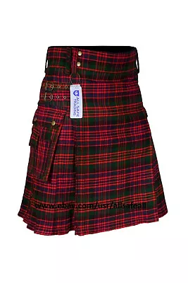 Scottish Men's Modern 16oz Tartan Pockets Utility Kilt Cargo Kilt 13 Tartans • $34.99