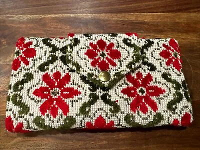 1960’s Vintage Floral Wallet Carpet Bag Chenille Tapestry Retro Excellent Cond. • $12.78