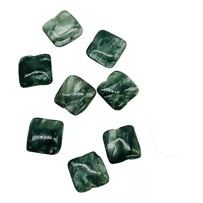 Russian Seraphinite Square Coin Beads | 8x8x3mm | 8 Beads | Green/Silver | • $26.99