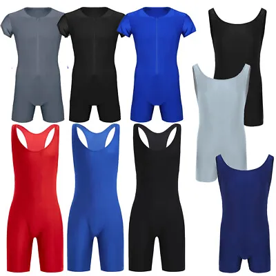 Mens Wrestling Singlet Leotard Boxer One Piece Trunk Bodysuit Jumpsuit Underwear • £9.59