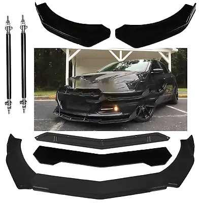 Front Bumper Lip Splitter Spoiler + Strut Rods Glossy Black For Dodge Dart • $49.99