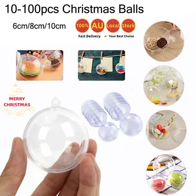 10-100x Christmas Ball Fillable Baubles Clear Ball Xmas Tree Decor Ornament Bulk • $10.99