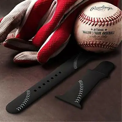 $29.48 • Buy Baseball Sport Band Compatible Apple Watch 1-5 & Nike+ 42mm 44mm LG 6.3-8.1  BLK