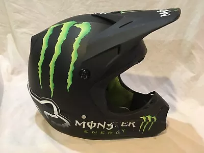 Euc fox Racing Monster Energy Collab Matte Black V3 Pilot Rc Helmet Size Xl • $250