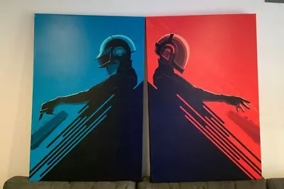 Daft Punk By Craig Drake Stretched Canvas Poster Print Limited Edition Set • £2409.55