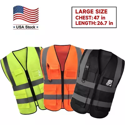 Safety Vest Reflective With Tool Pockets Construction Hi Vis Work Uniform • $7.89