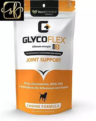 Vetriscience Glycoflex 3 Clinically Proven Dog Hip And Joint Supplement With Glu • $41.99