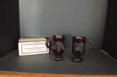 1876 Cape Cod Collection Two Pedestal Mugs Vintage Avon Ruby Red Glass • $8.99