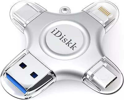 IDiskk 4 IN 1 USB Flash Drive IPhone Photo Storage Stick For IPhone IPad Android • $37.99