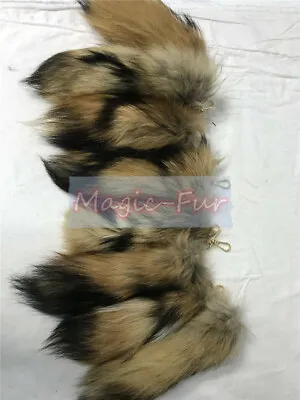 10pcs/lot Real Finn Raccoon Tail Fur Keychain Bag Charm Costume Motor Pendant • $29