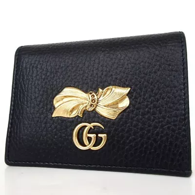 Authentic GUCCI 528289.0959 GG Marmont Bow Ribbon Wallet Leather [Used] • $7.50