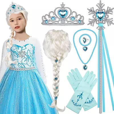 Elsa Wig Frozen Elsa Braid With Princess Tiara Princess Elsa Dress Up Costume Ac • $26.99