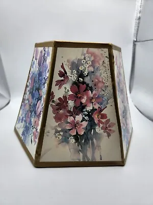 Vintage Hexagon Panel Floral Clip On Lamp Shade 10x6x7 Cottage Core  • $34.99